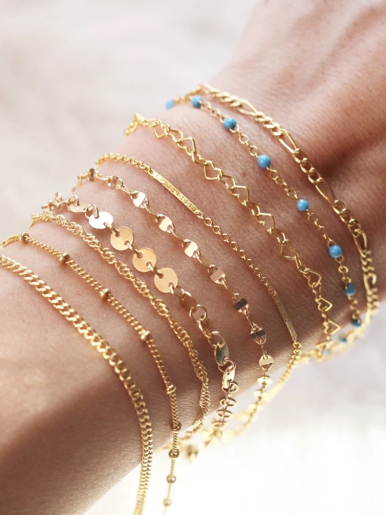 Gold Filled Priscilla Ma Sequin Disc Chain Bracelet 7 Inch Gf — image 5 of 6